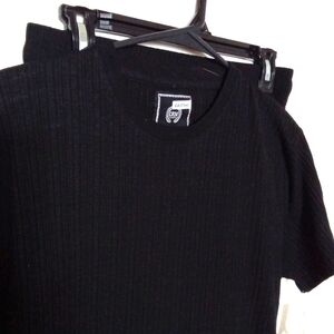 CR-24 2PCE Women's New Set Black Ribbed Cotton Tee & Shorts